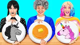 Wednesday vs Grandma Cooking Challenge | Delicious Recipes by Fun Challenge