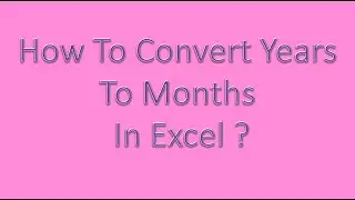 How to convert Years to Months in Excel?