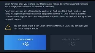 💨 You can create or join a new Steam family on