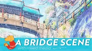 A Bridge scene with Mixed Media