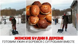 👩‍🌾 Мой день в деревне  с самого утра: готовим и сражаемся со 💪снегом