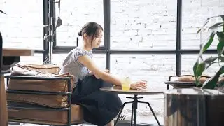 Productive work day and relaxation in a great cafe shop with jazz music