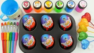 Satisfying Video l How to make Rainbow Lollipop Candy and Kinder Eggs into Playdoh Cutting ASMR
