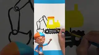 Paint the #excavator with Blippi !🚧  #blippi #blippiwonders #shorts #diy