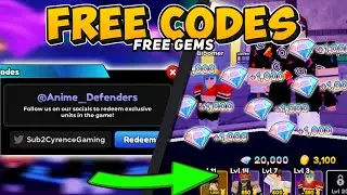 ALL FREE GEMS [RELEASE] WORKING CODES IN ROBLOX ANIME DEFENDERS 2024