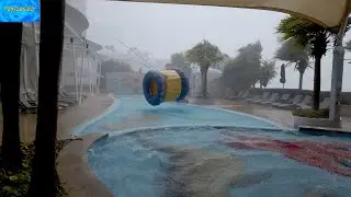 Rain Season Tropical Storm swimming pool at five star hotel Pattaya Thailand