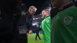 Lovely moment between Joe Schmidt and Johnny Sexton's son, Luca. #IREvNZL #RWC2023 #Rugby