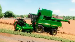 FS22 / Карта Сосновка #18 / Timelapse Уборка рапса МТЗ-1221, John Deere 9880i STS, Claas Lexion 630