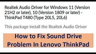 How to Fix or solve Lenovo Thinkpad sound driver problem. Download and install original Sound Driver