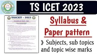 TS ICET 2023 Syllabus & Paper pattern ||ICET exam pattern ||TS ICET syllabus.