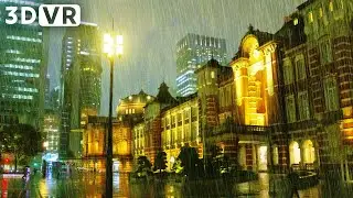 Marunouchi walk at rainy night | VR180 VIDEO JAPAN