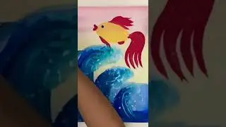 We draw a goldfish from a fairy tale. How to draw a goldfish on a wave.🐠Ideas for drawing