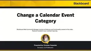 Change a Calendar Event Category in Blackboard Web Community Manager