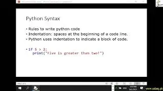 Python Syntax, Computer Science Lecture | Sabaq.pk