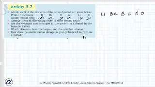 Activity 5.7 Class X Science Chapter 5 Periodic Classification of  elements