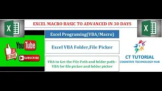 Excel VBA Folder Picker||VBA to Get the File and folder path - VBA for file picker and folder picker