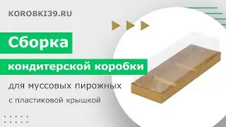 Сборка кондитерской коробки для муссовых пирожных с пластиковой крышкой