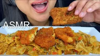 ASMR SPICY LOUISIANA CAJUN PASTA WITH FRIED CHICKEN MUKBANG