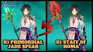 XIAO: R1 PRIMORDIAL JADE WINGED SPEAR VS R1 STAFF OF HOMA! (COMPARISON) | Genshin Impact