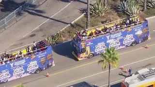 Dodgers World Series parade: Buses get rolling