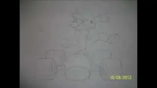how to draw super mario with his kart
