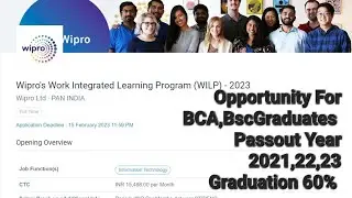 Wipro Fresher Opportunity |Salary 16000|75000 Joining Bonus Learn while Earning|#BCA|#bscmaths #Bsc