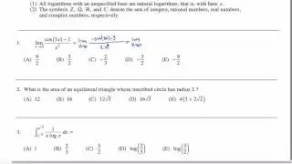 Math Subject GRE Practice Exam #1 GR1268