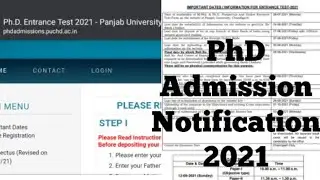 PhD Admission Notification 2021 || Last Date 24th August