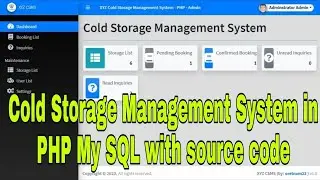 Cold Storage Management System in PHP My SQL with source code