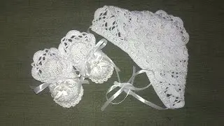 Шапка крестильная.Шапка вязаная крючком+детская шапка.Схема вязания ажурной шапочки крючком.