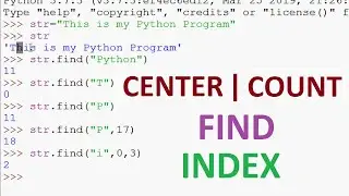 Built in String Functions in Python | CENTER | COUNT | FIND | INDEX