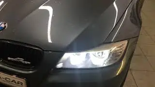 BMW e90 чистка фар и установка LED ангельских глазок