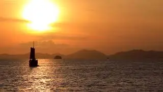 Asian Sailboat Sunset
