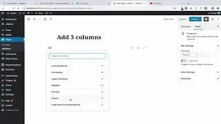 How to add 3 columns in WordPress Version 5 Block Editor
