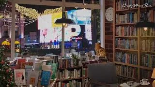 🇬🇧London Night Book Cafe Ambience🎄Smooth Jazz playlist - Cafe playlist to Study, Coffee Shop ASMR