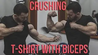 Extremely GIANT Biceps DESTROYING t-shirt | amazing gym flexing from Sergey Frost