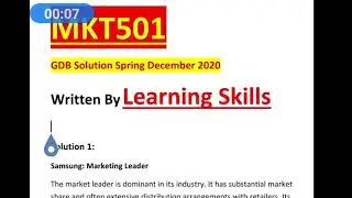 MKT501 Gdb Solution Spring  December 2020 | latest Gdb Solution Mkt50| MKT501 GDB with Solution File
