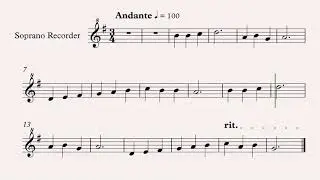 J.-B. Lully Song tempo 100  - video play-along for recorder