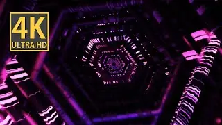 Abstract Background Video 4k TV VJ LOOP NEON Pink Purple Metallic Hexagon Tunnel Calming Visual ASMR