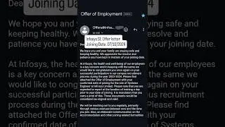 Infosys SE role offer letter DOJ on 07/10/2024 #infosys #offerletter #2022batch