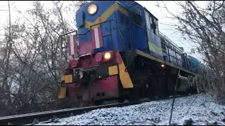 ТЕПЛОВОЗ ТЭМ2-5187 С ЦИСТЕРНАМИ СЛЕДУЕТ ПО ПЕРЕГОНУ Кемерово сорт. - 4 Горветка