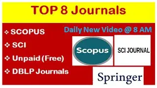 Top 8 Scopus & SCI Indexed Journals to Publish Paper: Research Paper: SCI & Scopus Journals: Best