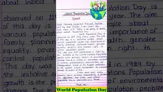 World Population Day Speech in English/ Speech on World population day/essay on world population day