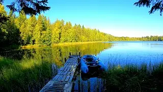 Аж руки трясуться от такой рыбалки! Один на лесном озере на большой лодке Адмирал. Рыбалка в Карелии