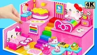 How To Make Hello Kitty Pink House with Cute Bedroom, Kitchen from Cardboard ❤️ DIY Miniature House