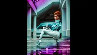 Walking in high heels and shiny white leggings.