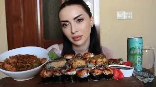 РАССТАВАНИЕ ⚡️ Лапша 🍜 с рыбой и Роллы ⚡️Mukbang Ayka Emilly