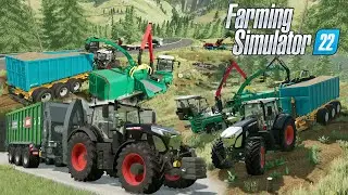 FS22 |Карта Erlengrat| Лесозаготовка в Альпах, дерево на щепу, продажа на поезд / Forestry / Logging