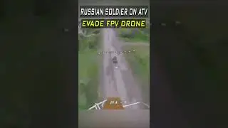Russian Soldier on all-terrain vehicle evades FPV Drone 