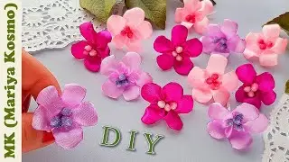 Мини цветок из лент за 2 минуты декор | канзаши | мк | DIY | Mariya | flower